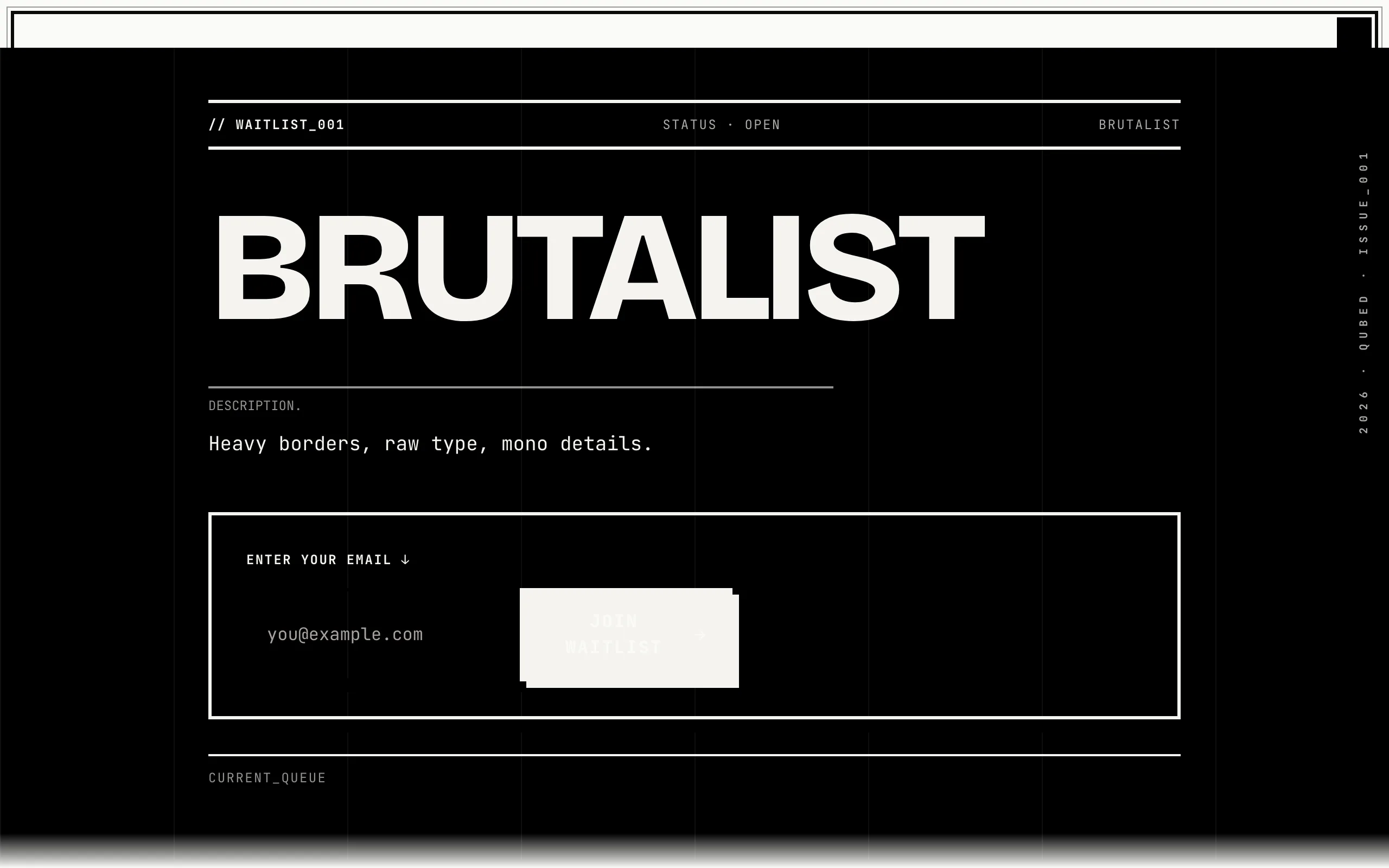 Brutalist — waitlist template preview