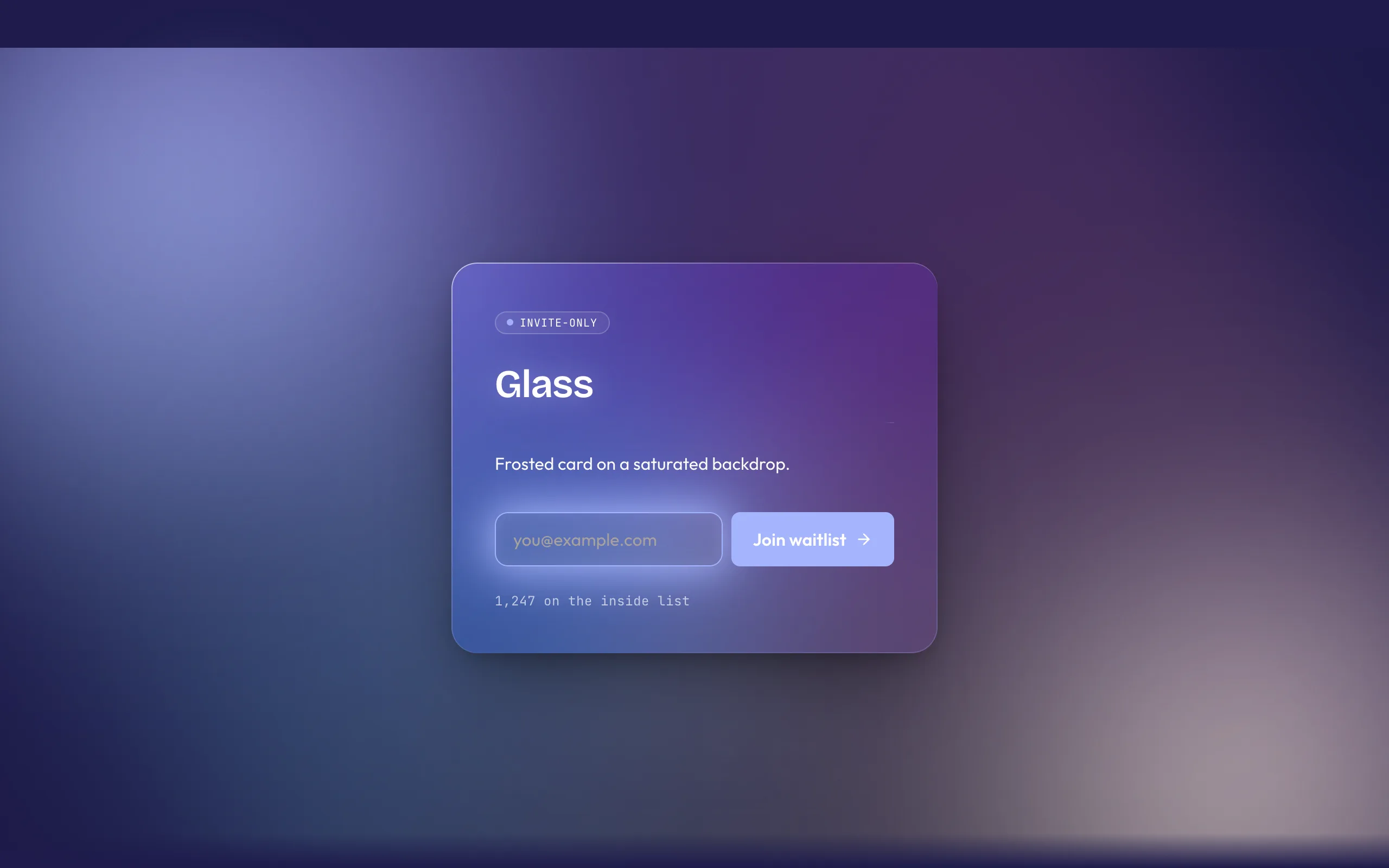 Glass — waitlist template preview