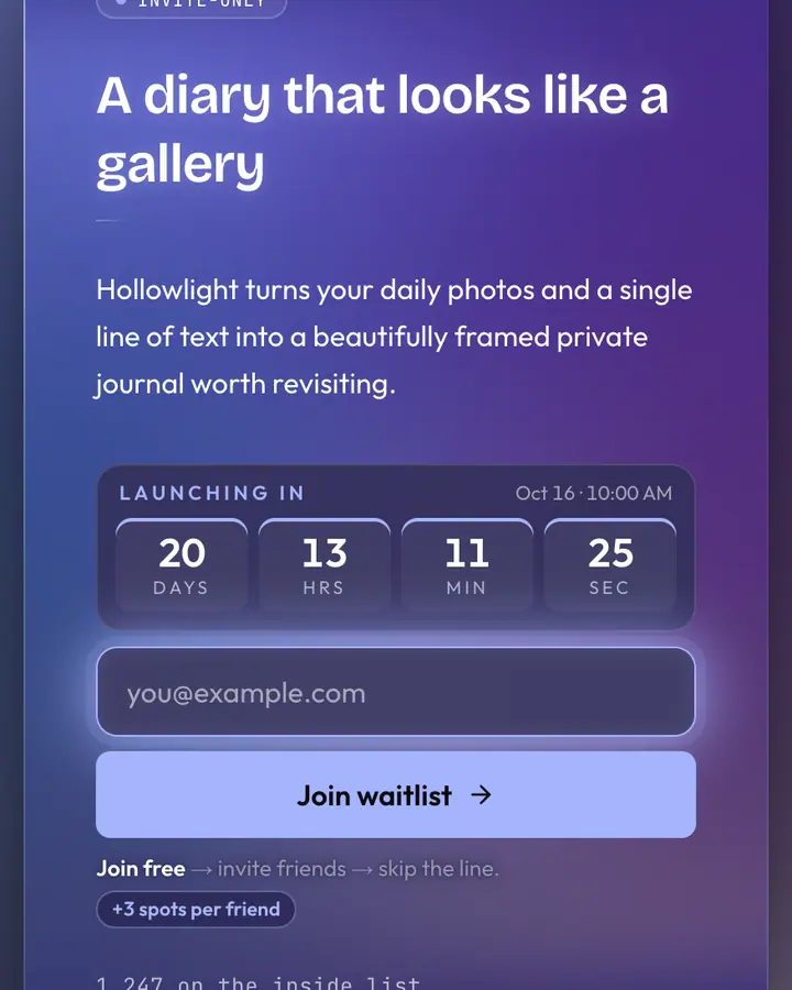 Glass — waitlist template preview