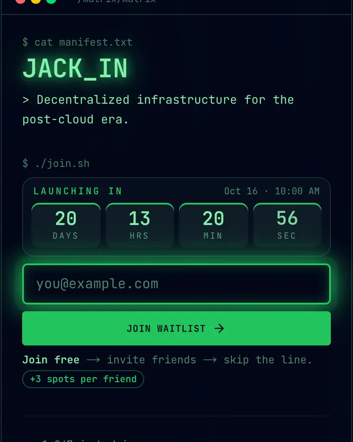 Matrix — waitlist template preview