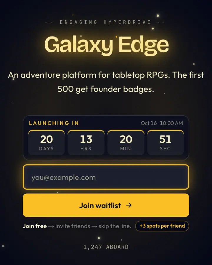Galaxy Crawl — waitlist template preview