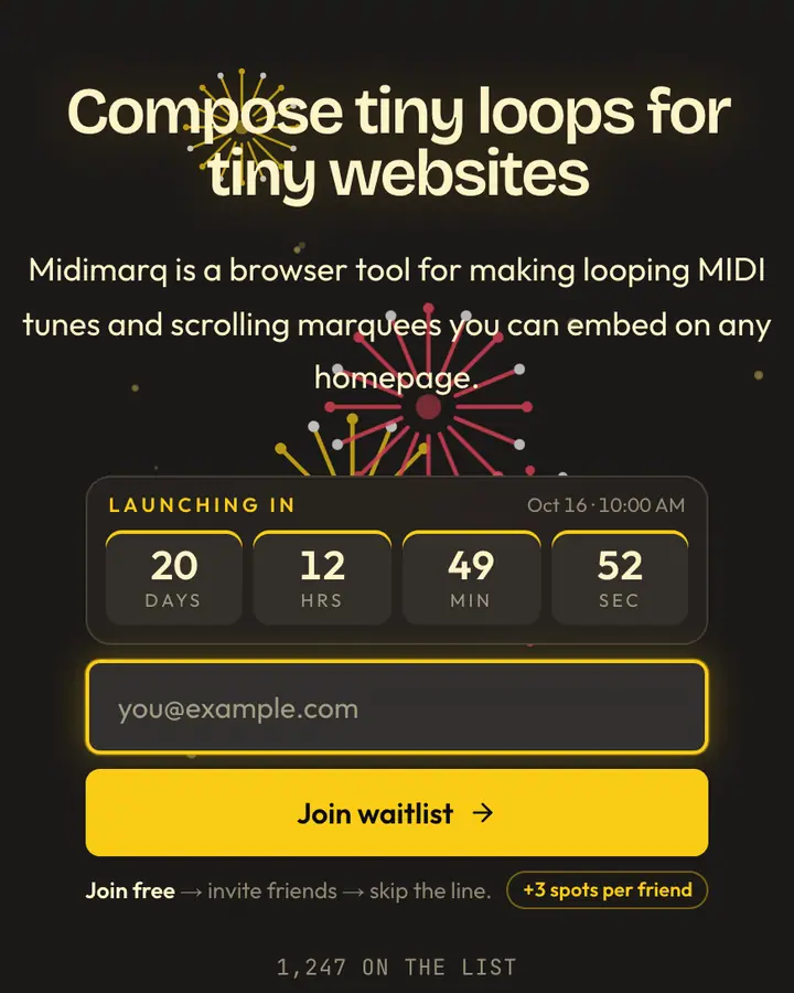 Web Ring — Y2K waitlist page template, charcoal background