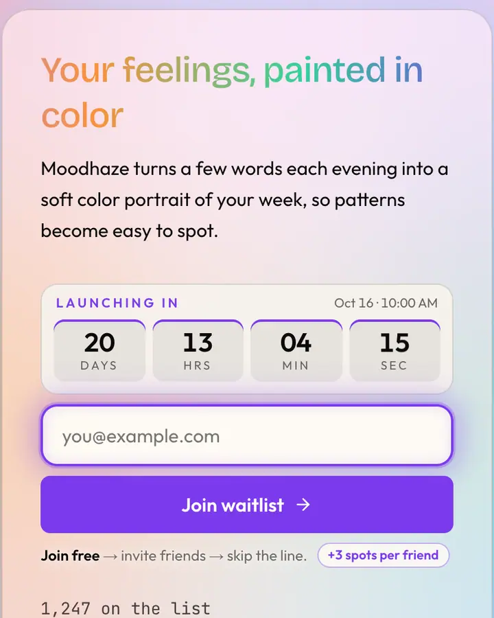 Aurora — Nature & Organic waitlist page template, orange-tinted white background