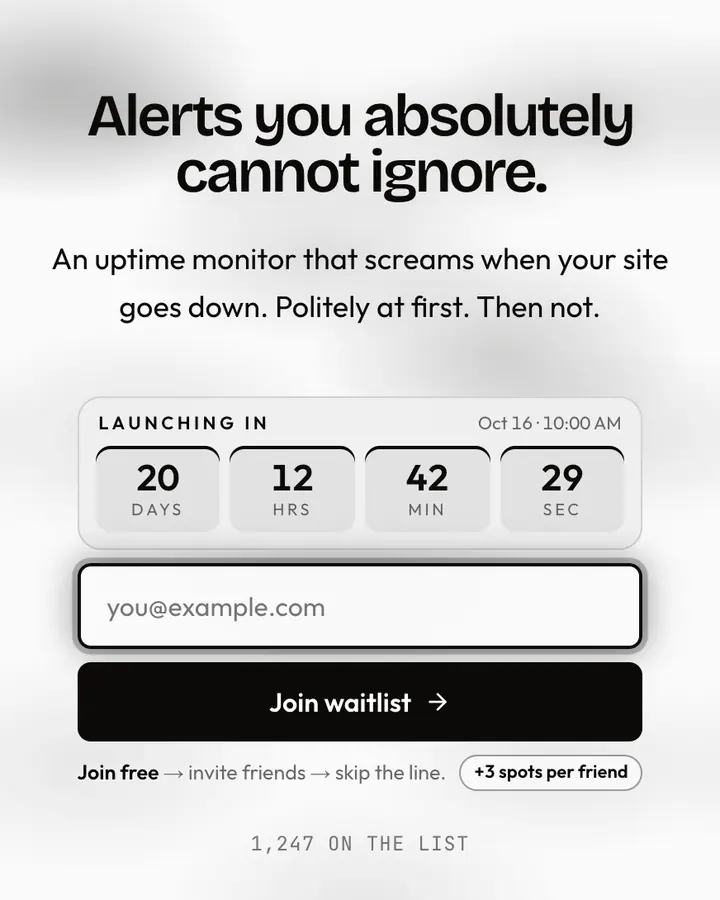 Banshee Wail — Fantasy waitlist page template, white background