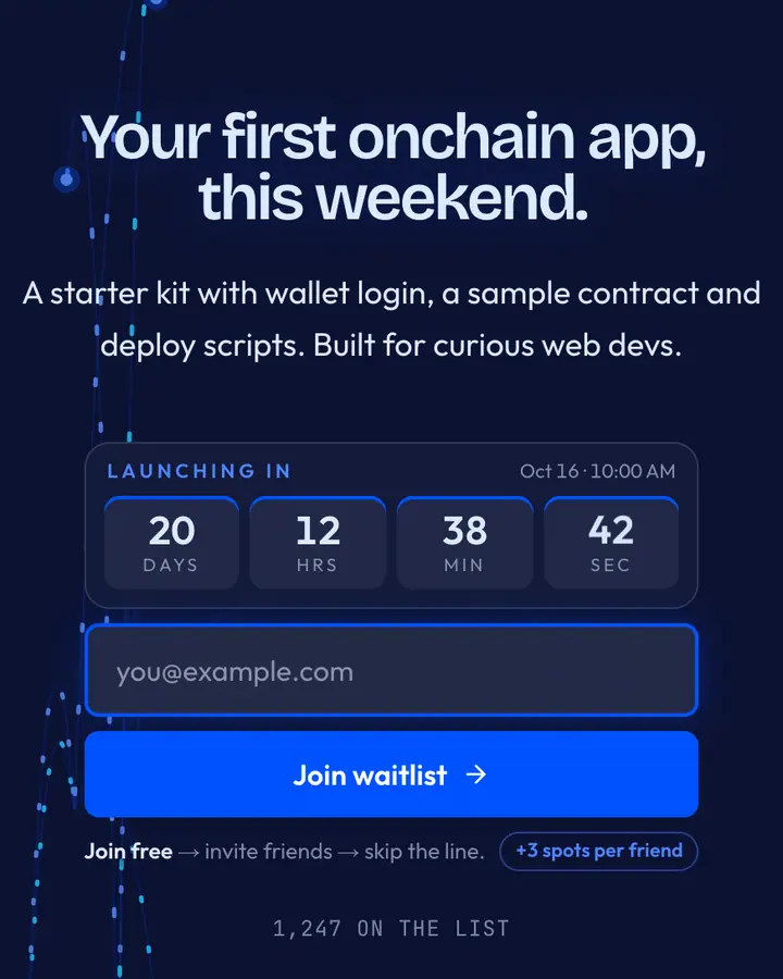 Layer 2 Blue — Crypto & Web3 waitlist page template, deep blue background