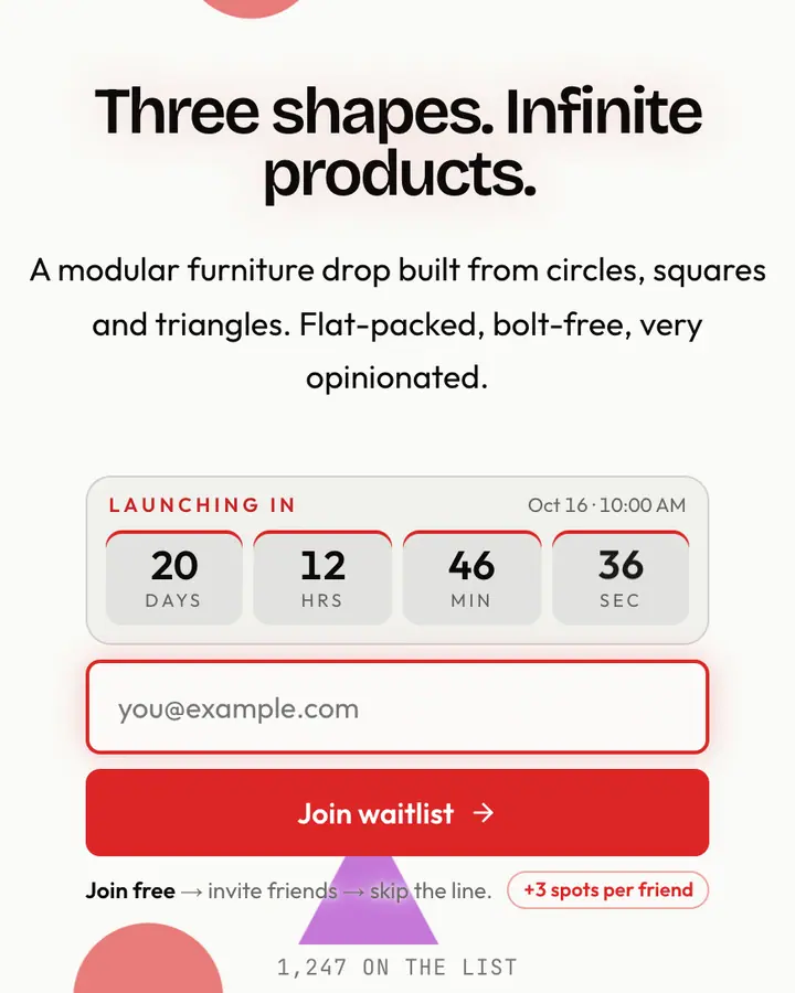 Bauhaus — Editorial & Abstract waitlist page template, white background