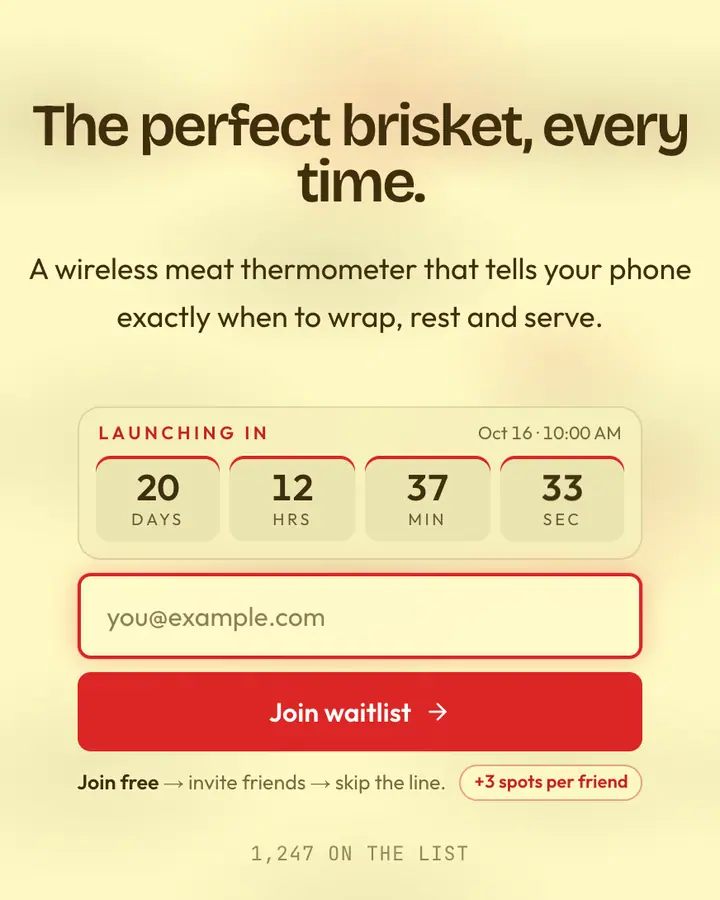 BBQ Summer — Holiday & Seasonal waitlist page template, cream background