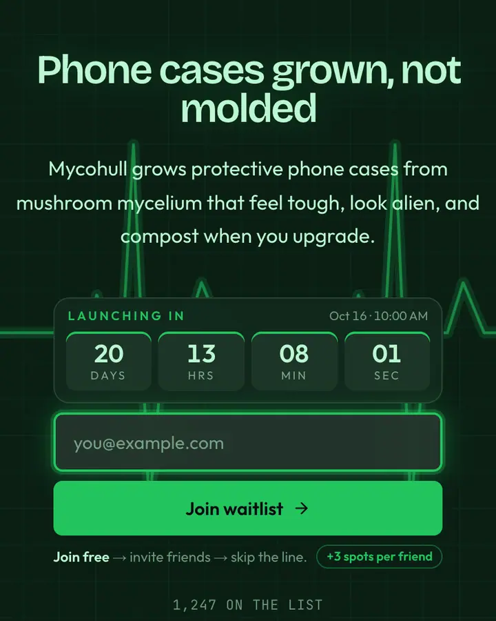 Bioship — Cyberpunk & Sci-Fi waitlist page template, deep emerald background