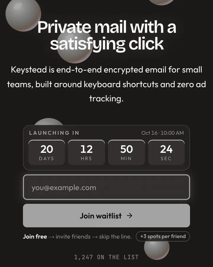 Trackball Phone — Y2K waitlist page template, charcoal background