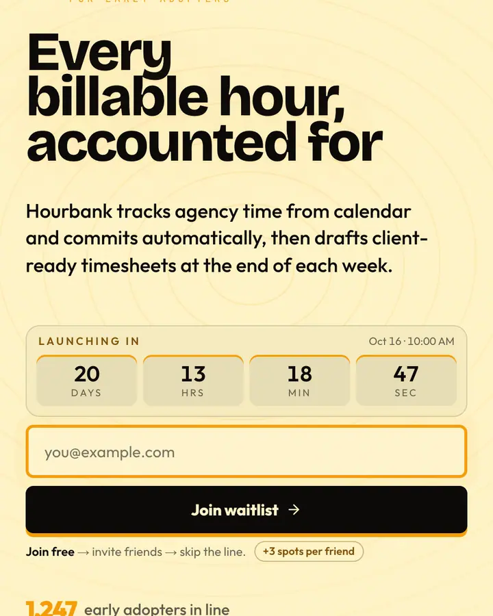 Bold — Minimal waitlist page template, cream background