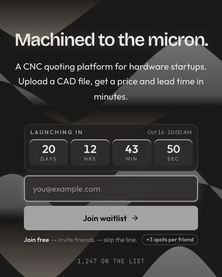 Brushed Steel — Industrial & Brutalist waitlist page template, charcoal background