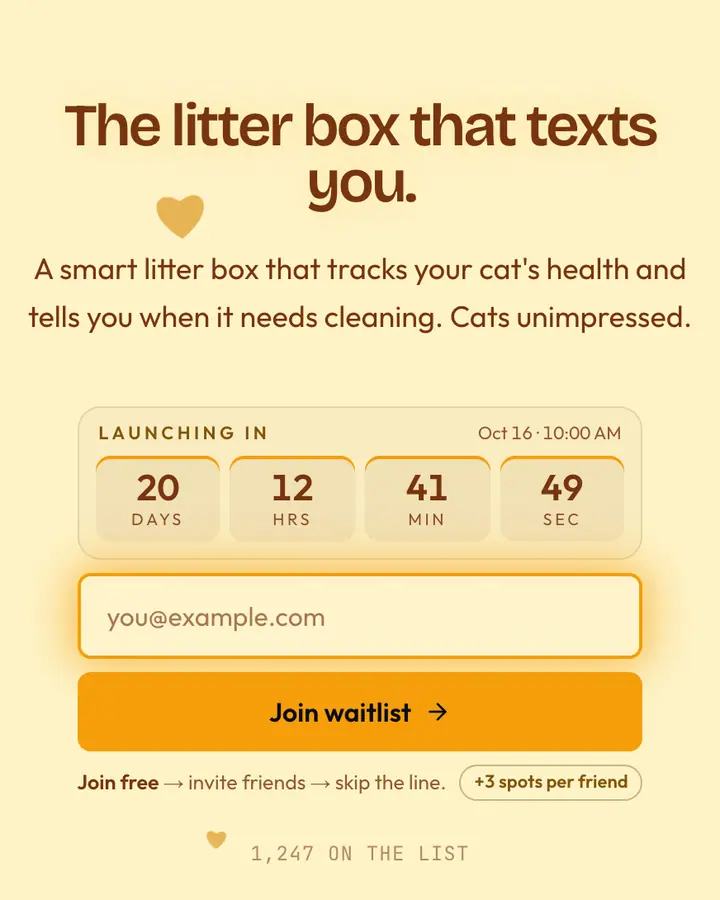 Cat Paws — Playful & Pastel waitlist page template, cream background