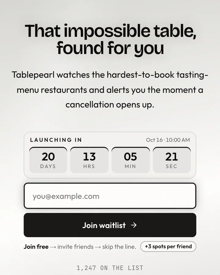 Caviar Pearl — Luxury waitlist page template, amber-tinted white background