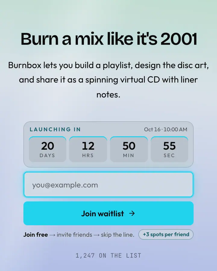 CD-ROM — Y2K waitlist page template, pale sky blue background