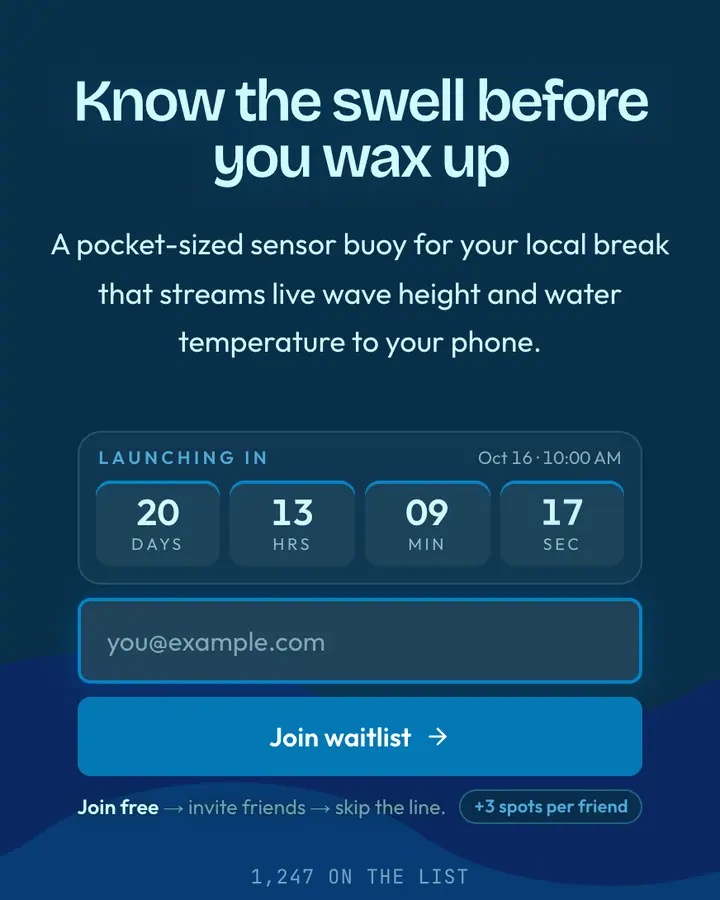 Cerulean Pane — Glassmorphism waitlist page template, deep sky blue background