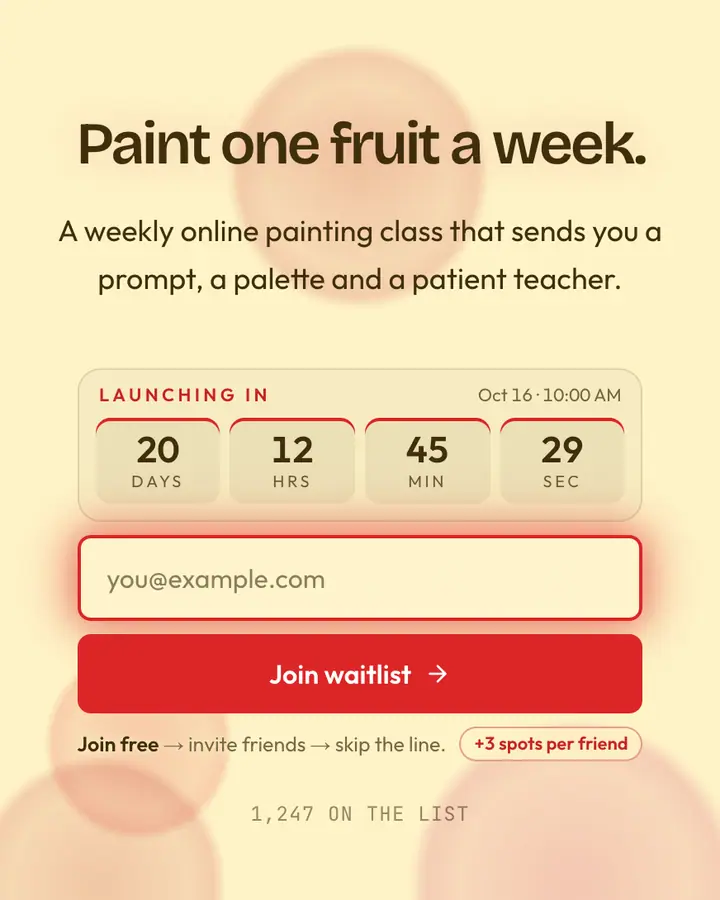 Cezanne Apple — Editorial & Abstract waitlist page template, cream background