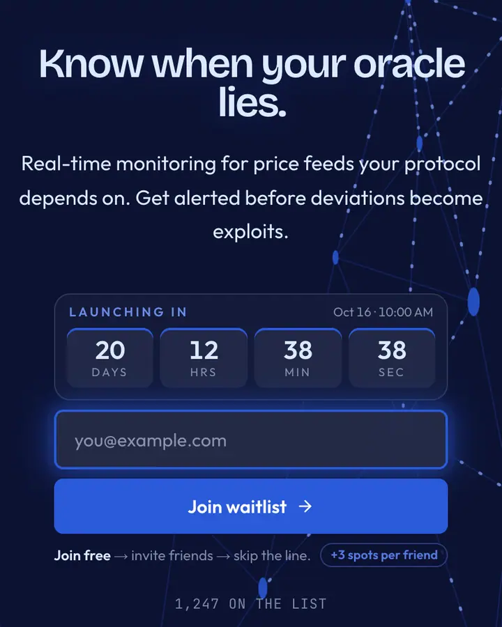 Price Feed Blue — Crypto & Web3 waitlist page template, deep blue background