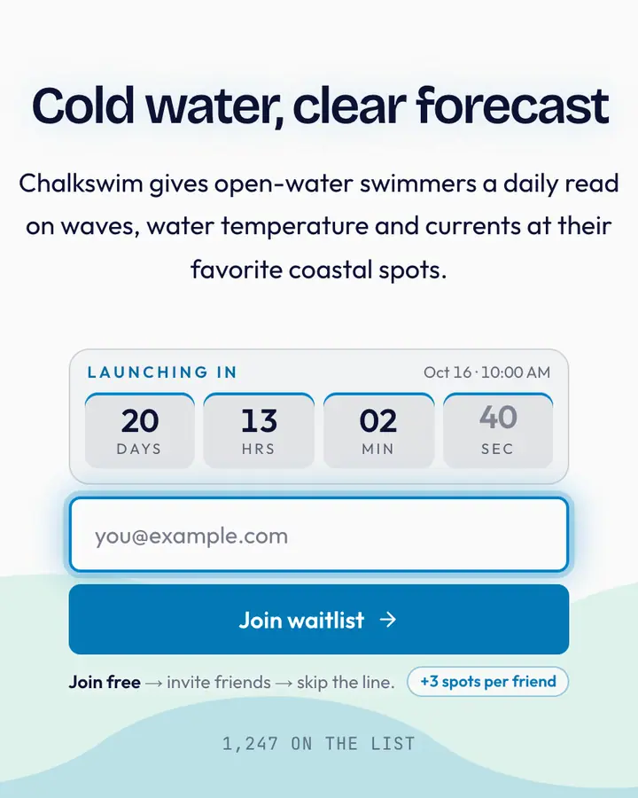 Chalk Cliff — Nature & Organic waitlist page template, white background