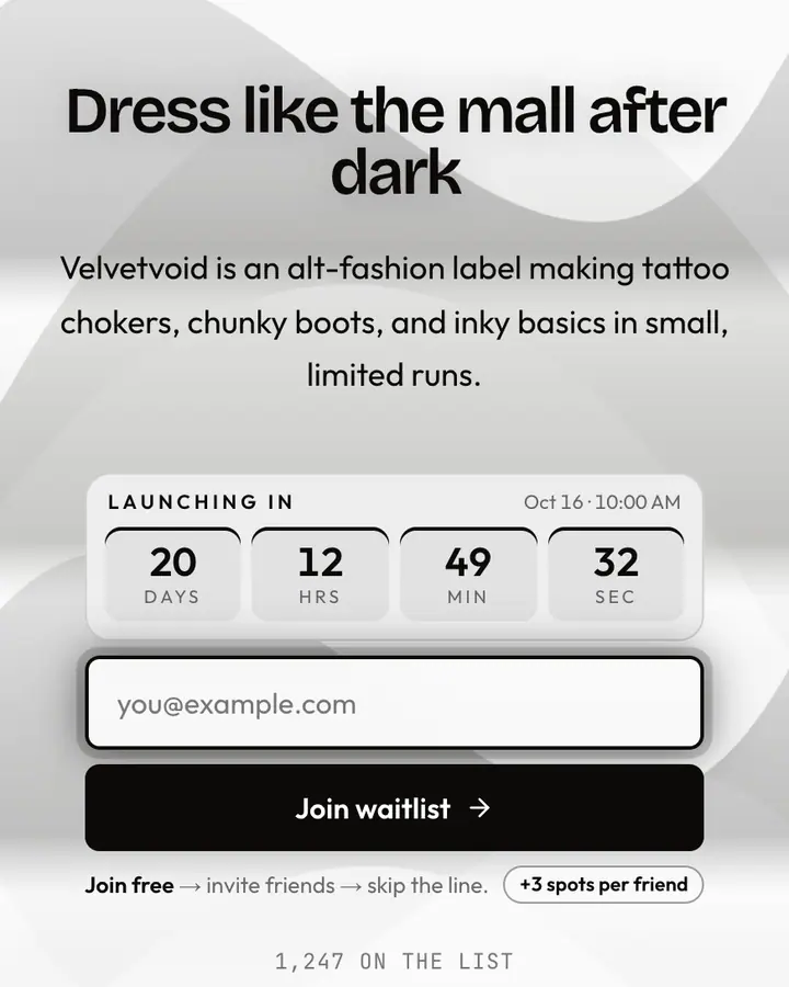 Choker Chic — Y2K waitlist page template, white background