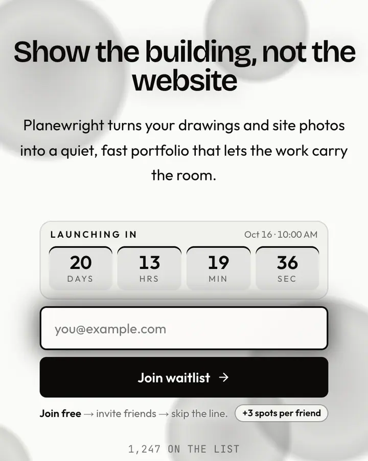 Clean Canvas — Minimal waitlist page template, white background