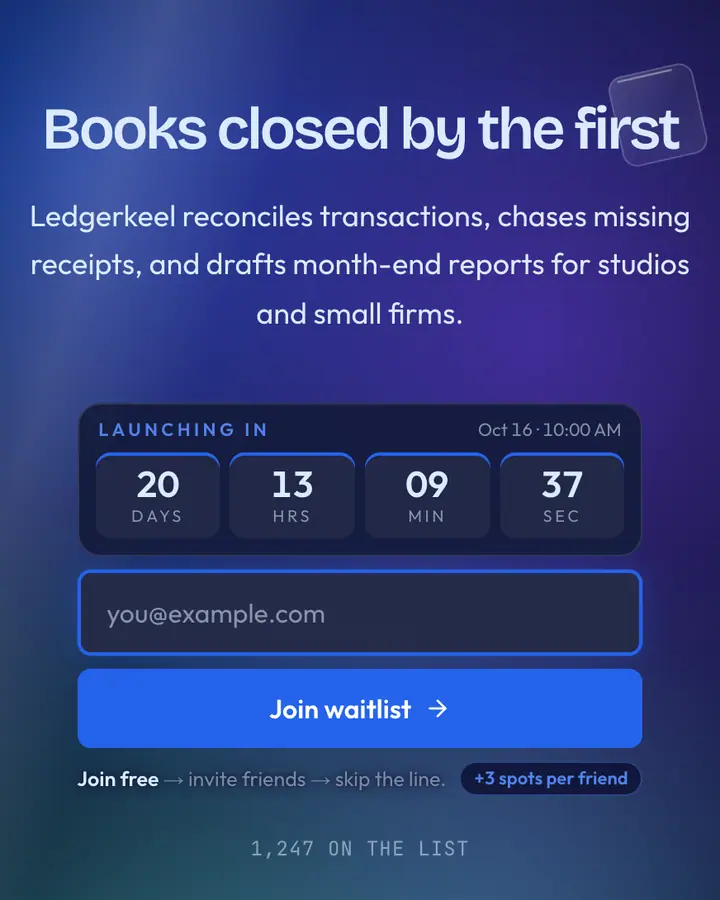 Cobalt Glass — Glassmorphism waitlist page template, deep blue background