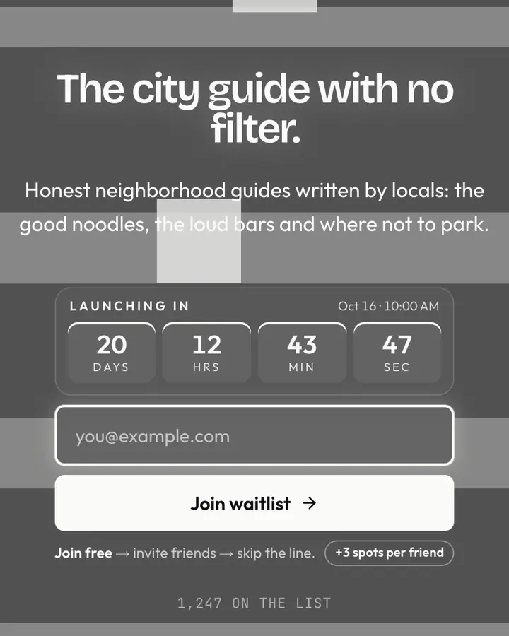 Concrete Jungle — Industrial & Brutalist waitlist page template, dark gray background