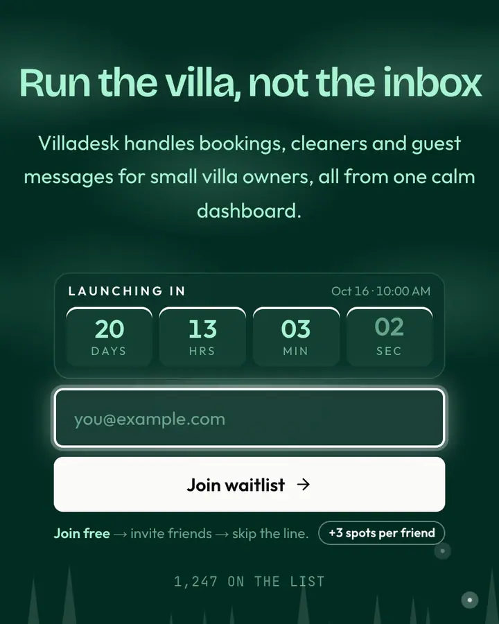 Cypress Alley — Nature & Organic waitlist page template, deep teal background