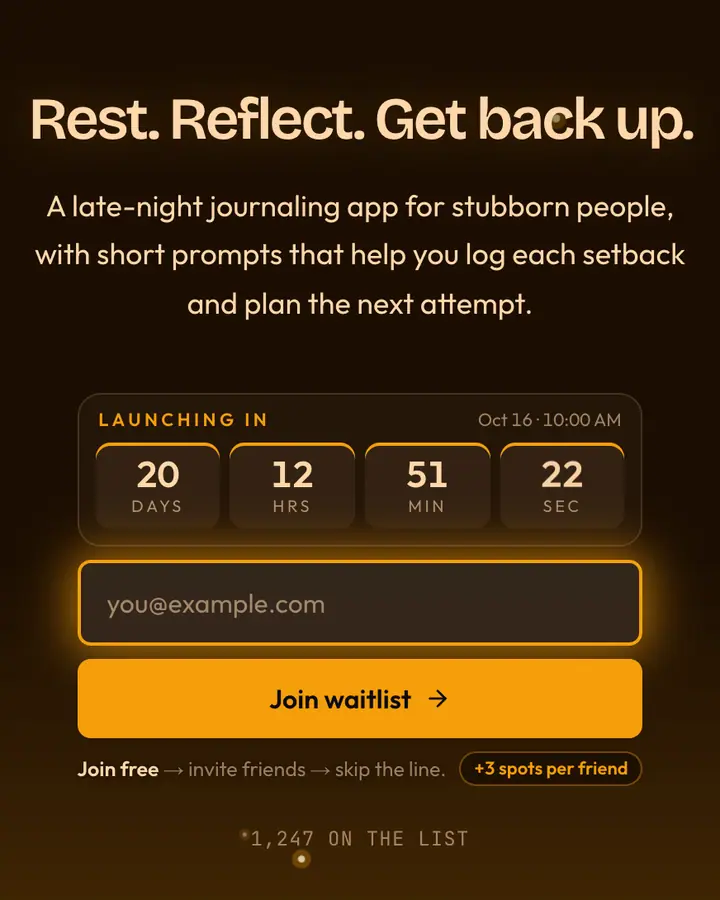 Bonfire Knight — Retro & Pixel Art waitlist page template, near-black vermilion background