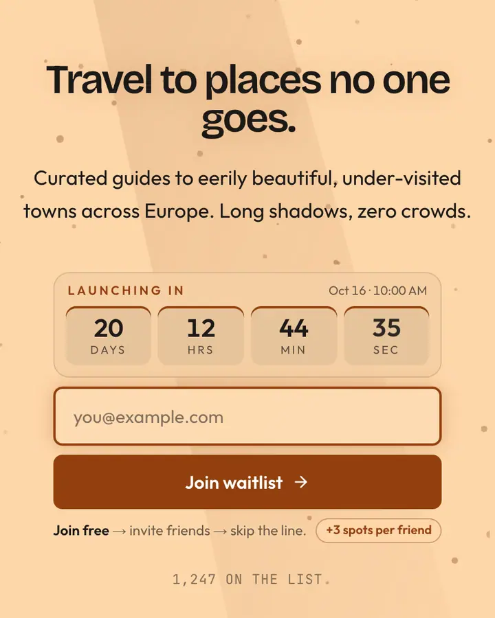 De Chirico — Editorial & Abstract waitlist page template, pale orange background