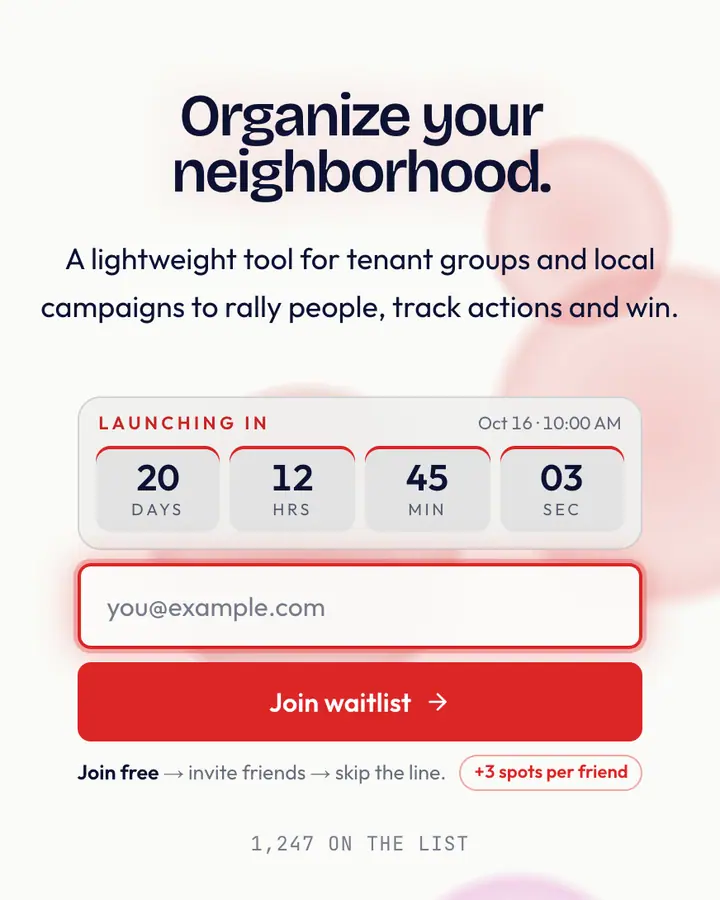 Delacroix Red — Editorial & Abstract waitlist page template, white background