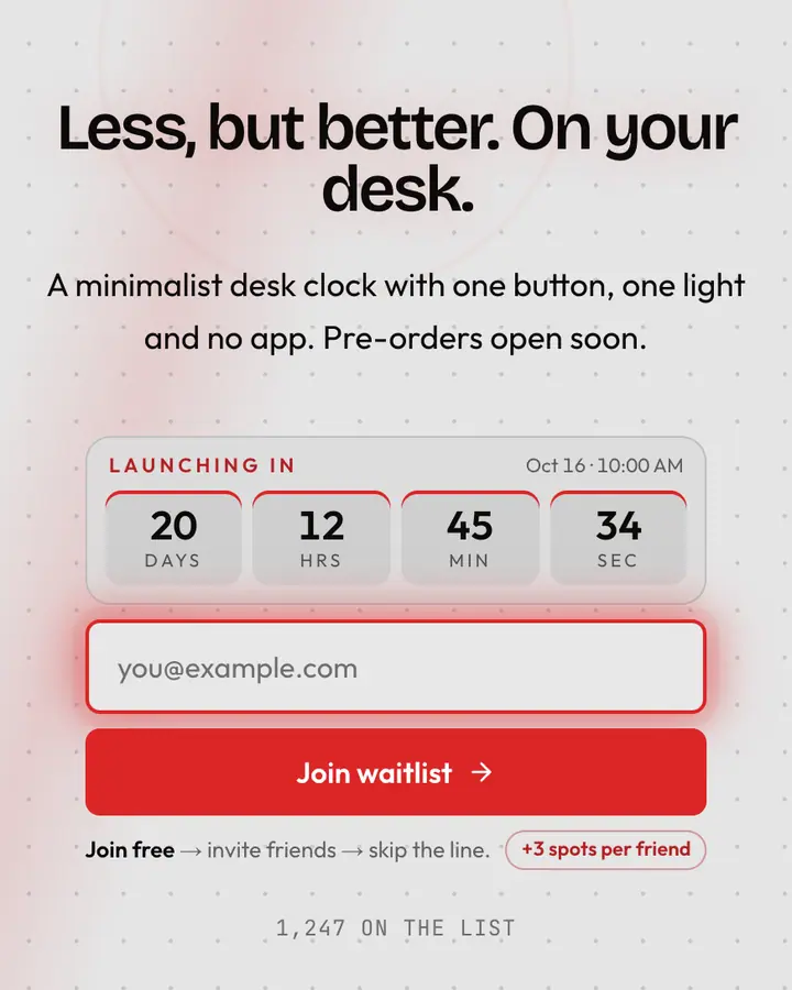Functional Design — Editorial & Abstract waitlist page template, off-white background