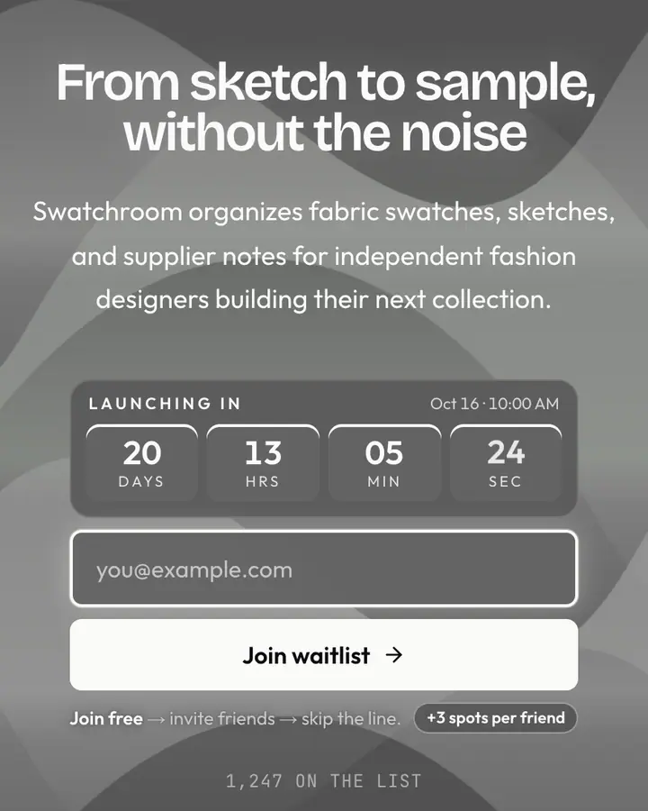 Couture Grey — Luxury waitlist page template, dark gray background
