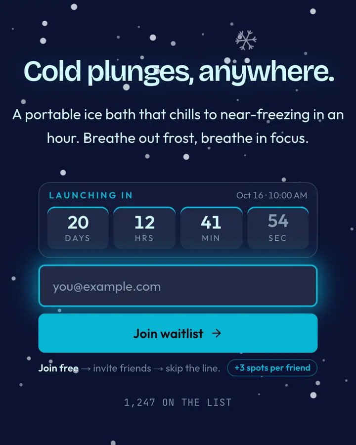 Dragonborn Blue — Fantasy waitlist page template, deep blue background