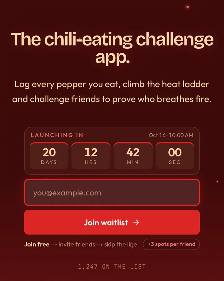 Dragonborn Red — Fantasy waitlist page template, deep red background