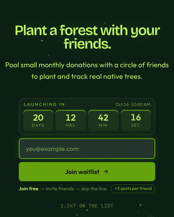 Druid Circle — Fantasy waitlist page template, deep emerald background
