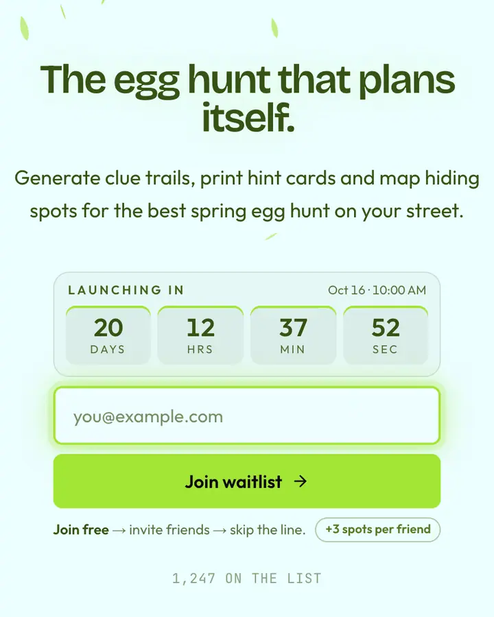 Easter Pastel — Holiday & Seasonal waitlist page template, teal-tinted white background