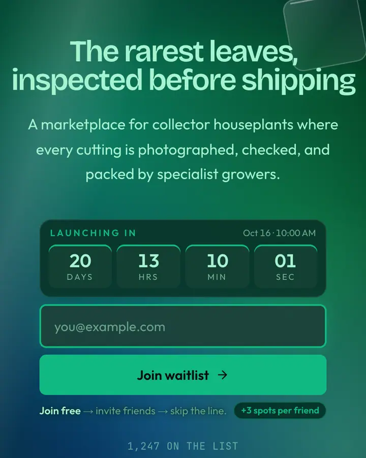 Emerald Glass — Glassmorphism waitlist page template, deep teal background