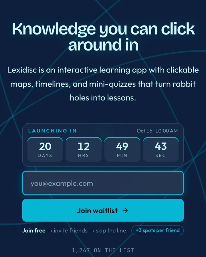 CD Encyclopedia — Y2K waitlist page template, deep blue background