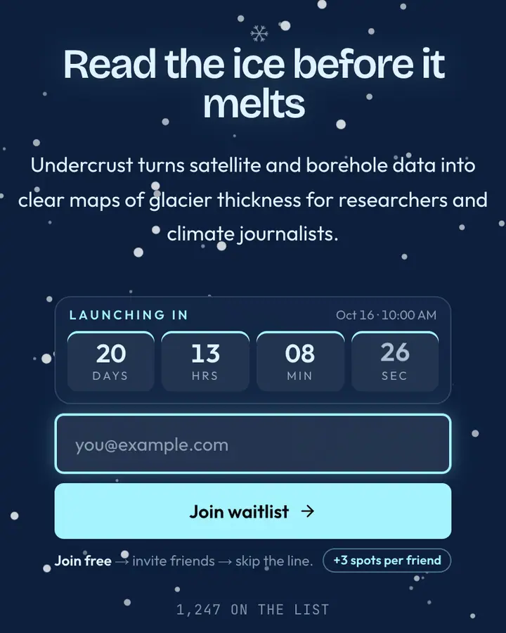 Europa Ice — Cyberpunk & Sci-Fi waitlist page template, deep blue background