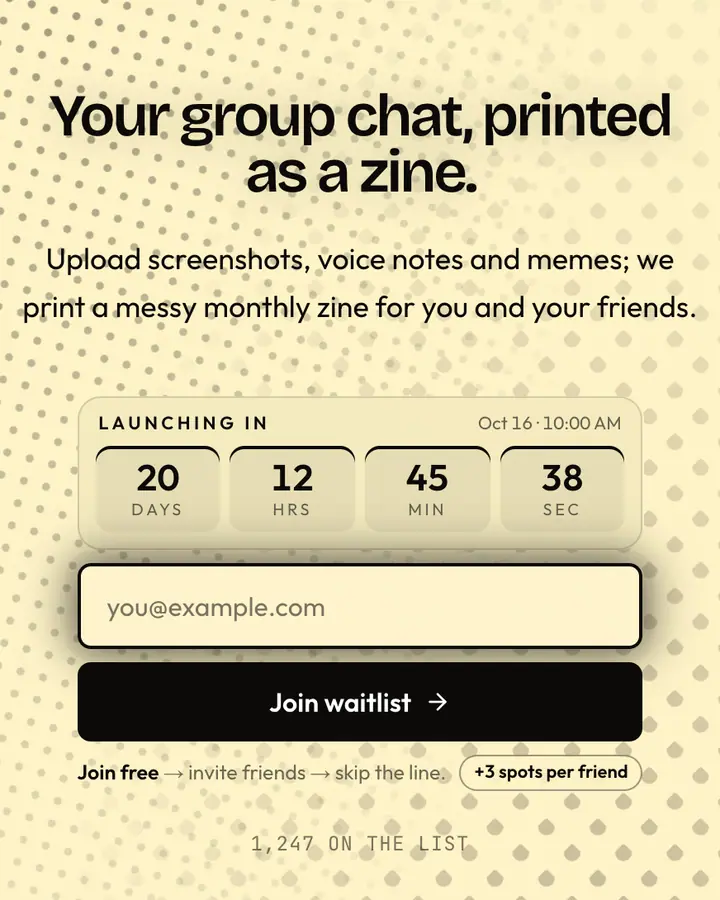 Fluxus — Editorial & Abstract waitlist page template, cream background