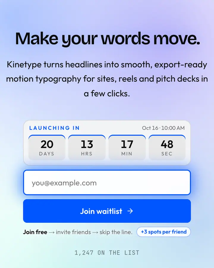Drift Blue — Tech & SaaS waitlist page template, white background