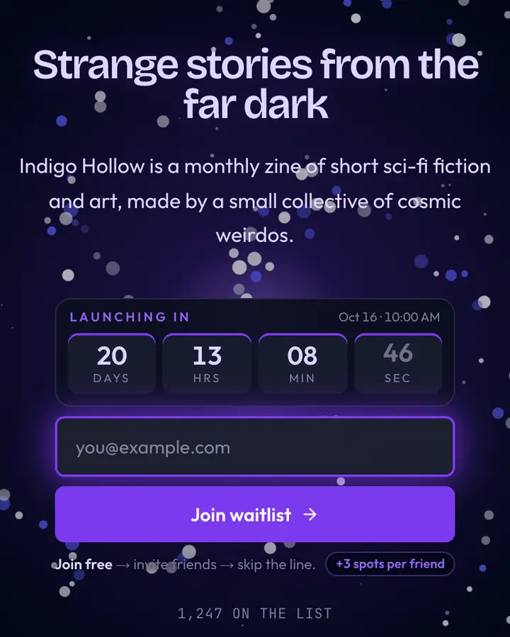 Galaxy Void — Cyberpunk & Sci-Fi waitlist page template, near-black blue background