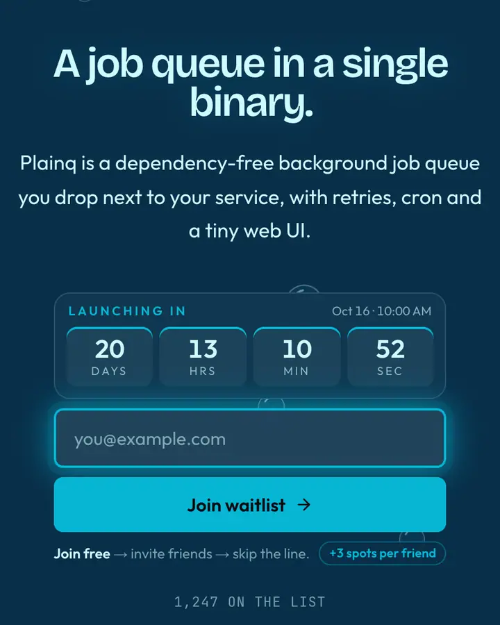 Go Cyan — Tech & SaaS waitlist page template, deep sky blue background