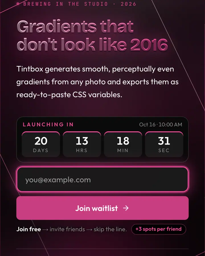 Gradient — Minimal waitlist page template, near-black background