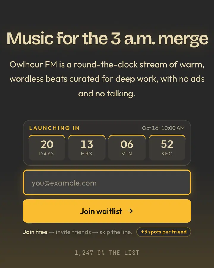 Gruvbox Dark — Terminal & Developer waitlist page template, charcoal background