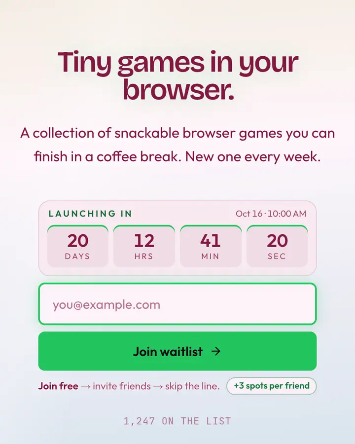 Gummy Worm — Playful & Pastel waitlist page template, pink-tinted white background