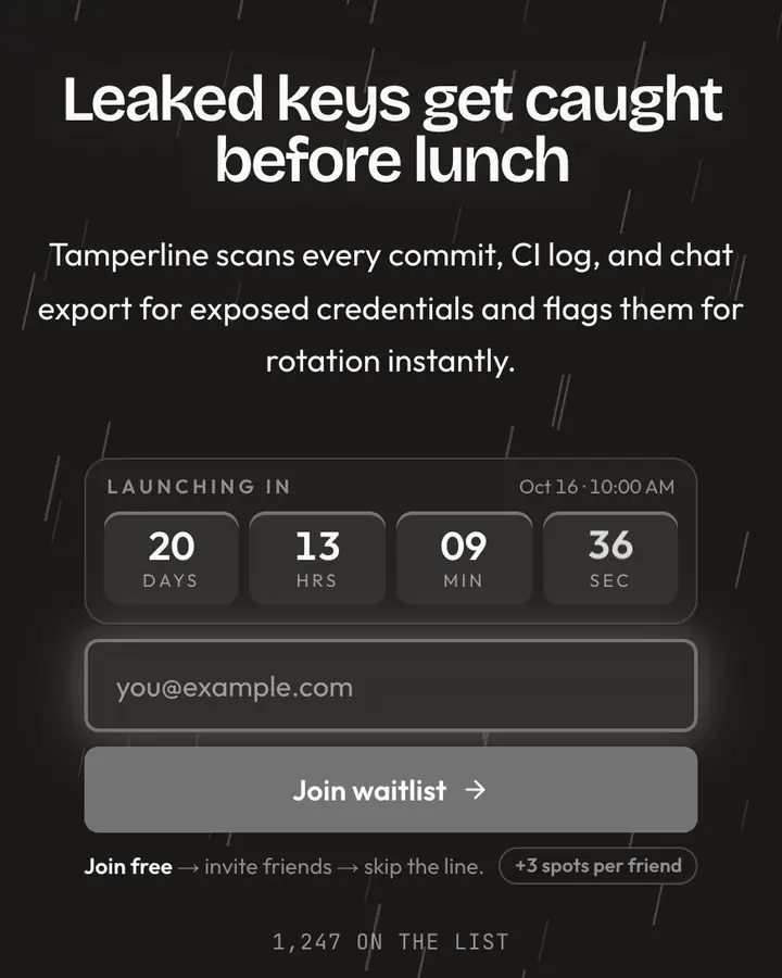 Gunmetal Glass — Glassmorphism waitlist page template, charcoal background