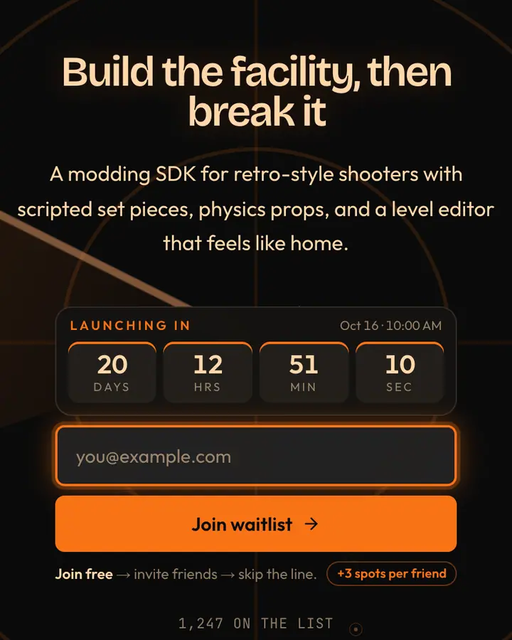 Lambda Lab — Retro & Pixel Art waitlist page template, near-black background