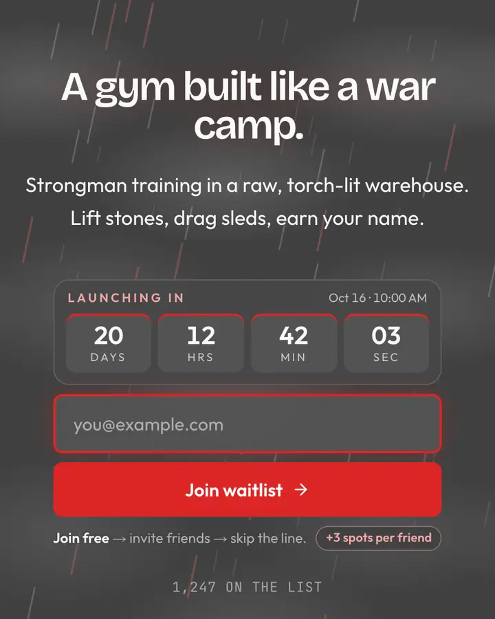 Half Orc — Fantasy waitlist page template, dark gray background