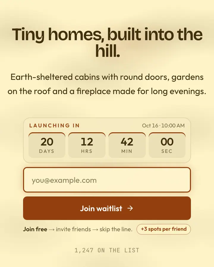 Halfling Pipe — Fantasy waitlist page template, cream background